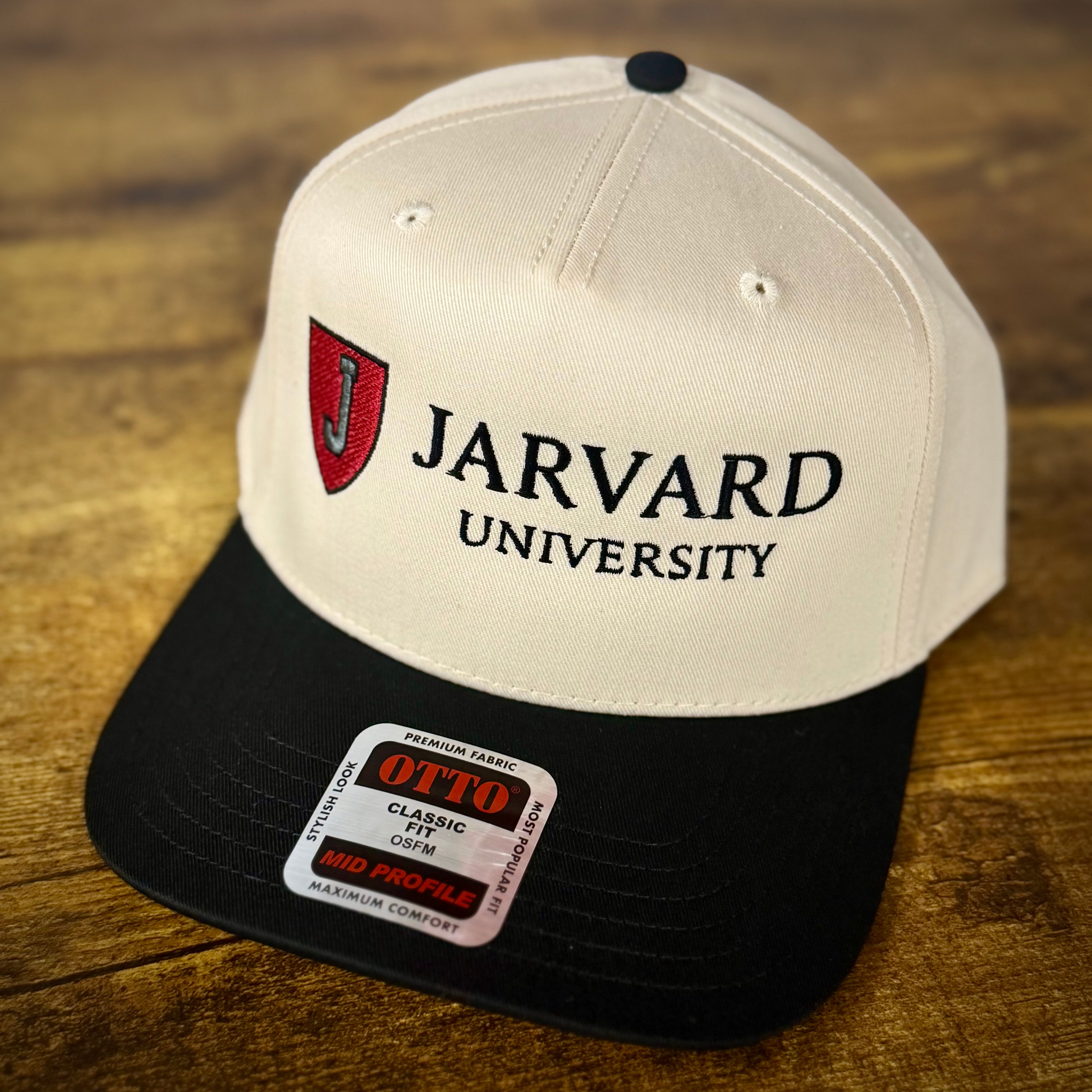 “Jarvard University” Natural/Black Otto Snapback Hat