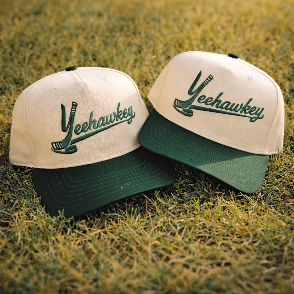 “Yeehawkey” Dallas Hockey Natural/Green Otto Snapback Hat