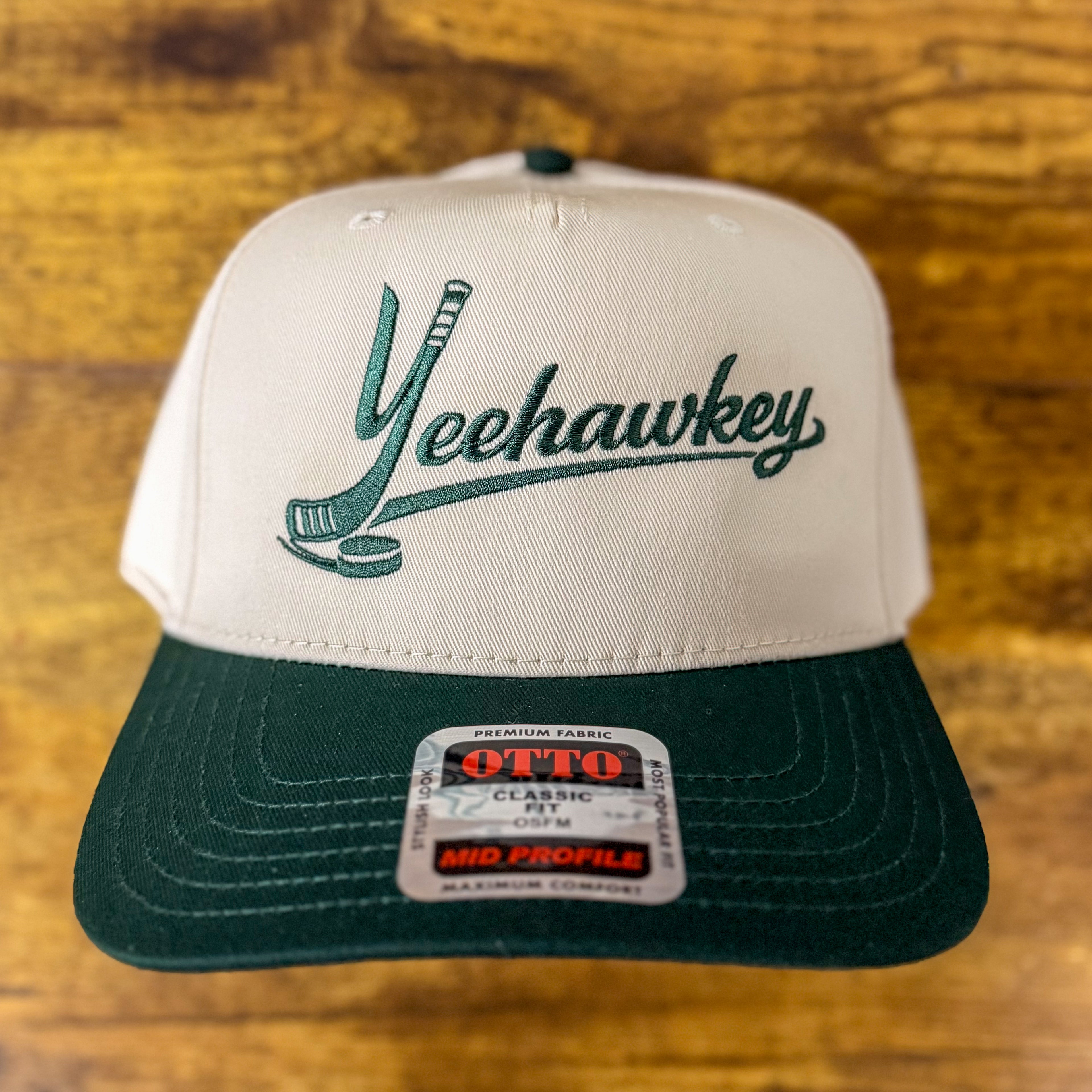 “Yeehawkey” Dallas Hockey Natural/Green Otto Snapback Hat